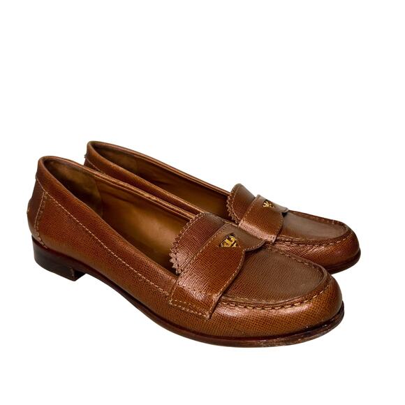 Tory Burch Brown Leather Penny Classic Loafers Size 7.5 - Picture 1 of 9